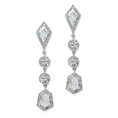 Empress & Noble Cut Cubic Zirconia Bridal Earrings These 2 1/4" h Cubic Zirconia bridal earrings have a ravishing updated vintage estate style. Our wedding earrings boast CZ's in rare Empress & Royal diamond cuts so sophisticated that people will think they're priceless diamond & platinum heirlooms! Cubic Zirconia Bridal Earrings, Royal Diamond, Bridal Jewelry Vintage, Wedding Bridal Jewellery, Art Deco Earrings, Crystal Drop Earrings, Bride Jewellery, Wedding Jewelry Sets, Bridal Jewelry Sets