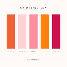 the color scheme for morning sky is shown in pink, orange and red tones with different colors