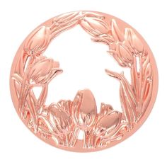 a rose gold brooch with flowers in the center