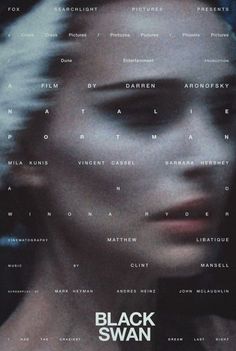 the movie poster for black swan starring actors and actresss, including an image of a woman's face