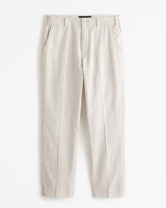 Men's Athletic Loose Linen-Blend Fixed Waist Pant | Men's Bottoms | Abercrombie.com Fitting Pants, Men's Bottoms, Linen Blend Pants, Mens Linen, American Clothing, Suits Coats, Pocket Bag, Athletic Fits, Waist Pants