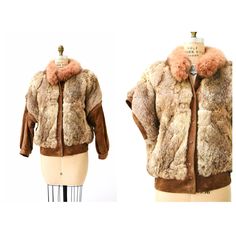 "This fur Jacket/vest is fabulous She ready to keep someone super cozy this winter!! * Authentic rabbit in super soft brown tones * Super cozy coyote/fox fur collar * Sueded leather detachable sleeves * Front snap closure * Fully lined * Removable sleeves in leather * Stunning and Timeless So chic and so fabulous for the winter! Fits Like a size Medium 100% authentic fur Great vintage condition Bust 48\" Bottom opening 38\" Across shoulder on vest alone 38\" Total length from high point shoulder Vintage Brown Outerwear With Faux Fur Trim, Vintage Fall Outerwear With Faux Fur Lining, Retro Brown Outerwear With Faux Fur Lining, Retro Winter Outerwear With Faux Fur Trim, Retro Fall Fur Coat With Faux Fur Lining, Retro Fur Coat With Faux Fur Lining For Fall, Retro Faux Fur Lined Coat For Fall, Retro Brown Outerwear With Faux Fur Trim, Retro Brown Fur Coat For Fall