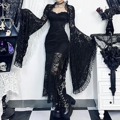 Please refer to our sizing chart for a guideline when choosing a size. 5 business days order processing time. 90% polyester 10% spandex Gothic Vampire Women, Black Rave Outfits, Dark Fits, Blouse Y2k, Vampire Gothic, Gothic Outfit, Rave Outfits Festivals, Goth Victorian, Lace Cape