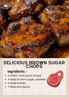 the ingredients for delicious brown sugar pork chops