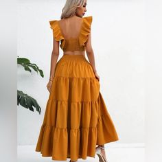 Size:S Us(4) Condition: Unworn, Excellent Condition, Very Pretty And Perfect For Any Occasion Initially Ordered Two By Mistake And Was Unable To Return It. Color: Mustard Yellow Beach Tiered Ruffle Maxi Skirt, Tiered Ruffled Maxi Skirt For Beach, Summer Flowy Maxi Skirt With Ruffles, Summer Ruffled Maxi Skirt, Summer Flowy Ruffled Maxi Skirt, Flowy Ruffled Maxi Skirt For Summer, Flowy Ruffled Maxi Summer Skirt, Summer Vacation Maxi Skirt With Ruffles, Summer Vacation Ruffled Maxi Skirt