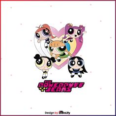 the powerpuff girls cartoon character is depicted in front of a heart shaped frame