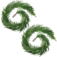 two green wreaths are shown on a white background