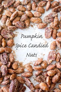 pumpkin spice candied nuts with text overlay