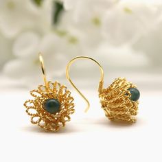 Moss Agate Dahlia Earrings, Green Flower Earrings, Minimal Dangle Earrings,  Dainty Gold Flower Earrings, Unique Mother's Day Gift for Her Handmade Elegant Flower Earrings As Gift, Elegant Handmade Flower Earrings For Her, Elegant Handmade Flower Earrings As Gift For Her, Handmade Flower Drop Earrings For Formal Occasions, Handmade Formal Drop Flower Earrings, Elegant Brass Flower Earrings As Gift, Handmade Brass Flower Earrings, Handmade Dangle Flower Earrings For Formal Occasions, Handmade Elegant Brass Flower Earrings