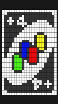 an image of a pixel art piece with different colors and shapes on it's surface