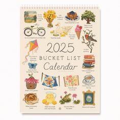 the bucket list calendar is shown with pictures and other things to do in this month's calendar