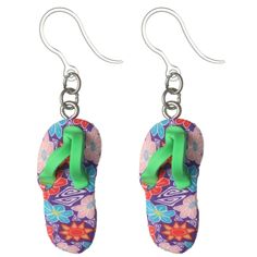 Metal earrings can be a flop since they can cause irritaiton for people with sensitive ears. We think you'll flip out when you find out our hypoallergenic plastic hooks are a great alternative! These super fun Flip Flop Earrings (Dangles) are a great step in the right direction toward your fun and carefree accessory game! These earrings are sold "grab bag" style, meaning a random style will be selected for you. You can, however, select whether you want a mataching pair or mismatch pair. Earring Fun Plastic Jewelry For The Beach, Summer Multicolor Hypoallergenic Earrings, Fun Hypoallergenic Adjustable Earrings, Fun Adjustable Hoop Earrings As Gift, Casual Adjustable Nickel-free Earrings, Summer Fun Nickel-free Earrings, Hypoallergenic Hoop Earrings As Summer Gift, Trendy Adjustable Hypoallergenic Plug Earrings, Adjustable Nickel-free Hoop Earrings For Summer