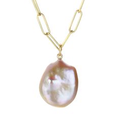 Maria Beaulieu Pink Baroque Freshwater Pearl (Pendant Only) | Quadrum - Quadrum Gallery Pink Baroque, Rock Collection, Metallic Pink, Aqua Marine, Yellow Gold Pendants, Peachy Pink, Gold Pearl, Pearl Pendant, Pink Yellow