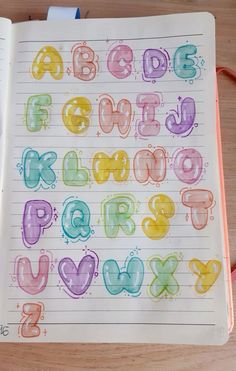 preppy - art - bubble letters - bullet journal - journaling - art project - writing - cute - preppy art - artist - handwriting - pink Peta Pikiran, خريطة ذهنية, Lettering Styles Alphabet, Lettering Guide, Bond Paper Design, Bulletin Journal Ideas, Alfabet Letters, Hand Lettering Art