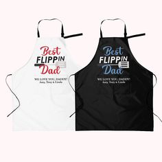 two aprons that say best flippin dad and best flippin dad