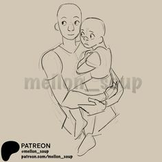 a drawing of a man holding a baby in his arms, with the caption patreon