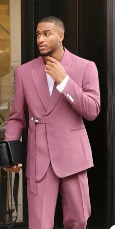 Outfit Elegantes, Mens Wedding Suits, Pink Suit, Elegante Casual, Men’s Suits, Mens Pants Fashion, Groom Suit