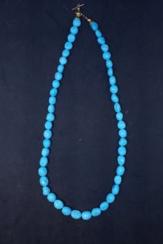 18 inches necklace sleeping beauty turquoise 8x10mm beaded necklace 14k gold necklace Handmade in USA Elegant Single Strand Turquoise Jewelry, Elegant Turquoise Single Strand Jewelry, Turquoise Polished Oval Beads Jewelry, Turquoise Hand-strung Jewelry With Oval Beads, Turquoise Jewelry With Large Beads For Gift, Elegant Hand-strung Turquoise Necklace With Round Beads, Gift Turquoise Jewelry With Large Beads, Oval Hand-strung Jewelry As A Gift, Blue Oval Beads Jewelry