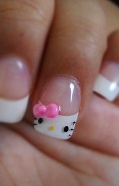 Nail Art Mariage, Paznokcie Hello Kitty, Nail Diamond, Hello Kitty Nails Art, Nagel Tips, Cute Nail Art Designs, Her Nails, Hello Kitty Nails, Nail Art Wedding