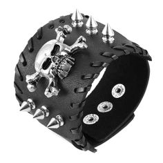 PRICES MAY VARY. 2.3" wide Unisex Punk Rock Biker Wide Strap Thick Leather Bracelet Made from Faux Leather and Alloy Metal Adjustable Size: 6, 7 and 8 inch -- 7.8 and 9 inch Black color Cow leather Men and Women. Best Gift Ideas for Friend, Family, Lover,Graduation, Birthday, Party, Congratulation, Back-to-school, Thanksgiving, Christmas. Unisex Punk Rock Biker Wide Strap Thick Leather Bracelet
High Grade Genuine Leather Material.
Alloy rivet bracelet
Retro punk style leather cuff bracelet, cool Adjustable Punk Bracelets For Biker Events, Punk Leather Bracelet With Studs For Festivals, Punk Style Studded Leather Bracelet For Festivals, Punk Silver Leather Skull Bracelet, Punk Leather Jewelry With Rivets, Silver Skull Leather Bracelet In Punk Style, Silver Skull Punk Leather Bracelet, Black Gothic Leather Bracelet With Studs, Black Edgy Wristband With Studs