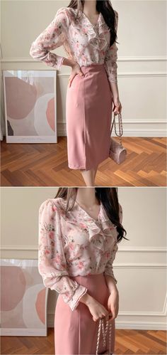 fiona Love Me Flower Chiffon Blouse | Floral for Women | KOODING Feminine Chiffon Blouse For Spring, Elegant Pink Blouse With Floral Print, Spring Chiffon Blouse, Chiffon Tops Blouses Classy, Chiffon Shirt Blouse, Floral Chiffon Blouse, Chiffon Tops Blouses, Chiffon Flowers, Shopping Website