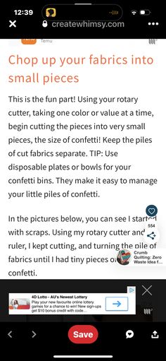 the app is showing how to use it for sewing and other crafting projects, including fabric