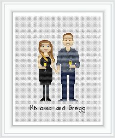 a cross stitch pattern with a couple holding hands and the words,'rhanana and