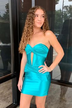 Bodycon Sweetheart Keyhole Short Homecoming Dresses Sexy Party Dress – LUOLANDI DRESS Turquoise Homecoming Dresses