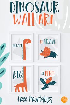 the dinosaur wall art printables are great for kids's room or playroom