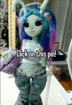 a doll that is sitting on top of a table with the caption click on this pin