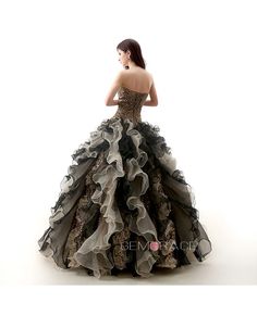 Shop affordable ball-gown sweetheart sweep train tulle  dress with cascading ruffles beading online. Free Shipping and Custom-made. Pro since 2009. Black Quinceanera, Gown Neckline, Green Ball Gown, Red Ball Gown, Pink Ball Gown, Blue Ball Gowns, Ruffle Beading, Leopard Design, Quinceanera Dress