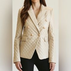 Nwt Audrey Quilted Faux Leather Double Breasted Jacket Gold Buttons Lined Color: Beige Size: Medium Reposhing From Miamioclock, Too Short For Me All Items Come From A Smoke A Pet Free Home Items Are From My Personal Closet Or Reposhed Items I Purchased For Myself That Did Not Work Out. Questions? Leave A Comment Below! Personal Closet, Home Items, Double Breasted Jacket, Too Short, Gold Buttons, Work Out, Double Breasted, Vegan Leather, Faux Leather