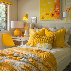 7+ Teenage Room Decor Ideas in Yellow for a Bright and Cheerful Room • 333+ Art Images Yellow Teenage Girl Bedroom, Yellow Room Decor Ideas, Teenage Room Designs, Yellow Room Decor, Bedroom Ideas For Couples Modern, Girls Bedroom Themes, Yellow Accent Walls, Teenage Room Decor, Yellow Bedroom Decor