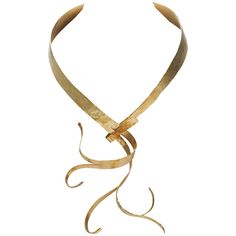 Gold-plated and hand-hammered necklace/sculpture "FLORA" by Jacques Jarrige. Jacques Jarrige's jewelry is more companion than ornament, heightening one's physical awareness and bestowing the pleasure of inhabiting a well-built structure, a structure so light that it doesn't weigh on the body while delivering the theatricality of Jarrige's fluid gestures, translated into common yet gorgeously crafted metals. Their intentional lack of preciousness allows for a sense of spontaneous playfulness. Sculptural Jewelry With Polished Finish For Formal Occasions, Sculptural Gold Jewelry For Gift, Sculptural Gold Jewelry For Gifts, Sculptural Gold Jewelry Gift, Contemporary Sculptural Jewelry For Formal Occasions, Elegant Sculptural Jewelry With Polished Finish, Modern Gold Sculptural Jewelry, Modern Sculptural Gold Jewelry, Contemporary Sculptural Gold Jewelry