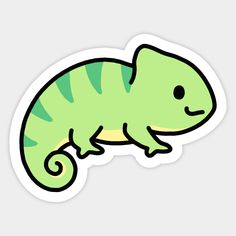 a green chamelon sticker on a white background