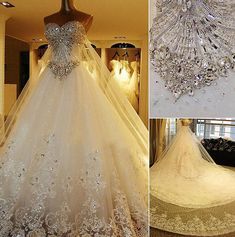 wedding dress on mannequins with crystal beading and pearls in the back