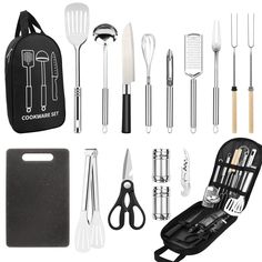 an assortment of kitchen utensils and tools