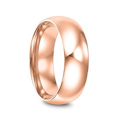 an 18k rose gold wedding ring with domed surface, size 6mm to 11mm