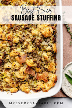 sausage stuffing Sausage And Herb Stuffing, Sausage Stuffing Recipe, Sausage Stuffing, Best Sausage, Herb Stuffing, Thanksgiving Stuffing, Homemade Sausage, Stuffing Recipes, Easy Thanksgiving