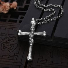 Men's Sterling Silver Skulls Cross NecklaceMetal Type: 925 Sterling SilverGender: For MenStyle: PunkPendant Size: 31.5 mm (w) * 52 mm (h)Pendant Weight: 12 gChain Type: Sterling Silver Anchor Link ChainChain Width: 3 mmLength: 18 in / 20 in / 22 in / 24 in / 26 in / 28 in / 30 in Cross Pendant Necklace Men, Bike Chain Bracelet, Buddha Pendant Necklace, Mens Silver Jewelry, Skull Pendant Necklace, Silver Chain For Men, Mens Bracelet Silver, Mens Silver Necklace, Style Punk