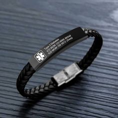 ★ Personalized Engraved Medical Alert Bracelet ★ Bracelet length 21 cm (8.2 inches) ★ Each Bracelet is made with certified Stainless Steel ★ All products are handmade in California, USA with the highest quality T1d Mom, Allergy Bracelet, Medical Alert Bracelet, Paracord Diy, Medical Id Bracelets, Medic Alert Bracelets, Medical Bracelet, Emergency Contact, Medical Alert