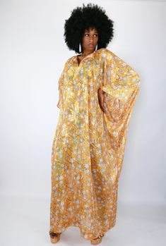 Gorgeous caftan that has lines of sparkle! Slightly see-through chiffon makes this a perfect cover for a swimsuit or a glamorous house dress. *Emorie Jordon original. One of a kind. One Size fits all. Sheer Silk Beach Dress, Chic Floor-length Kaftan For The Beach, Long Sleeve Silk Beach Dress, Chic Floor-length Beach Kaftan, Long Summer Evening Kaftan, Bohemian Sheer Kaftan For Beach, Beachwear Dress With Silk Kimono Sleeves, Chiffon Kaftan For Spring Beach Cover-up, Spring Chiffon Kaftan For Beach Cover-up