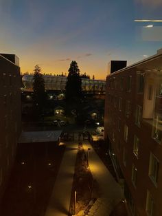 the view from an apartment building at night