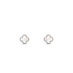 Sweet Alhambra earstuds, rhodium plated 18K white gold, white mother-of-pearl. Golden Beads, White Vans, Jewelry Lookbook, Chrome Hearts, Van Cleef, St Michael