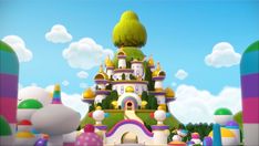 an animated castle with lots of colorful decorations