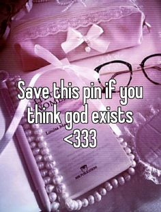 a pair of glasses sitting on top of a table next to an open book with the words save this pin if you think god existes $ 39