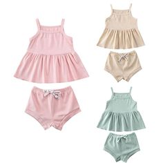 Super adorable Set. Can be worn together or separate. Customers rave about these bloomers. Fit: Fits true to size, take your normal size Pink Beige, Peplum Top, Baby Toddler, Casual Outfits, Rompers, Women's Top, Pink, Clothes, Bloomer