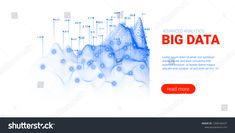 big data abstract background with blue lines and dots on the white background, business concept