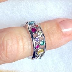 Beautiful Semi Precious Gemstones In A 925 Sterling Silver Overlay. Every Color Of The Rainbow! I Ship Fast! Kunzite Ring, Precious Stones Rings, Purple Rings, Head Ring, Turquoise Leather, 925 Silver Ring, Amethyst Bracelet, Crystal Rings, Precious Gemstones