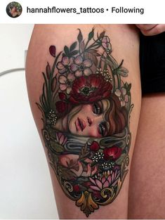 By Hannah Flowers Hannah Flowers, Hannah Tattoo, Cute Thigh Tattoos, Flower Thigh Tattoos, Thigh Tattoo Designs, Thigh Tattoos, Gorgeous Tattoos, Thigh Tattoos Women